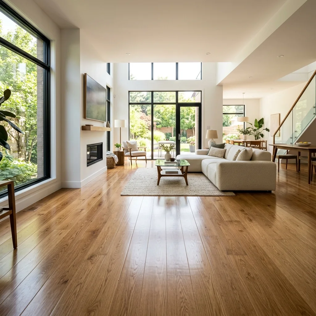 Interior inspiration with warm wood flooring and natural light